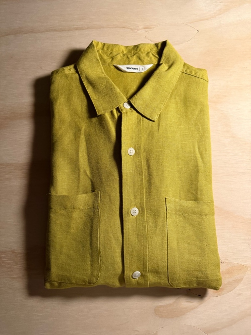 3sixteen Yellow-Green Lightweight Button-Up Shirt